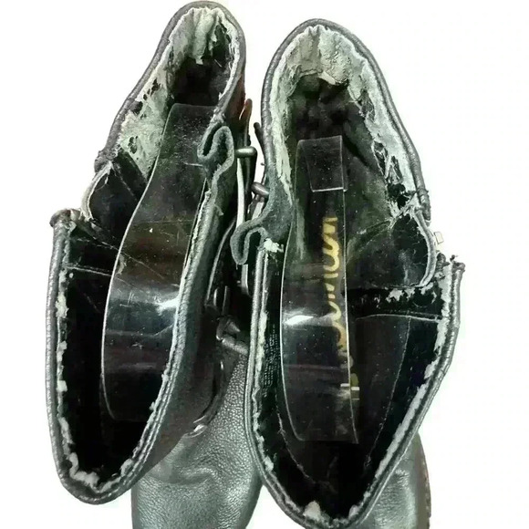 SAM EDELMAN Bevin Moto Black Faux Leather Boho Biker Boot  Size 8 - Picture 8 of 9